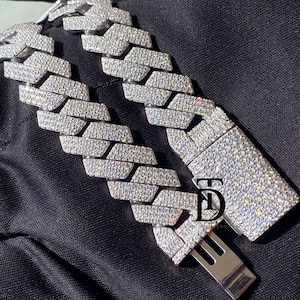 14 MM Miami Cuban Link Armband Für Männer Hip Hop Armband, Iced Out Armband, Diamant Armband, Runde Moissanite Büste Unten 925 Silber Armband