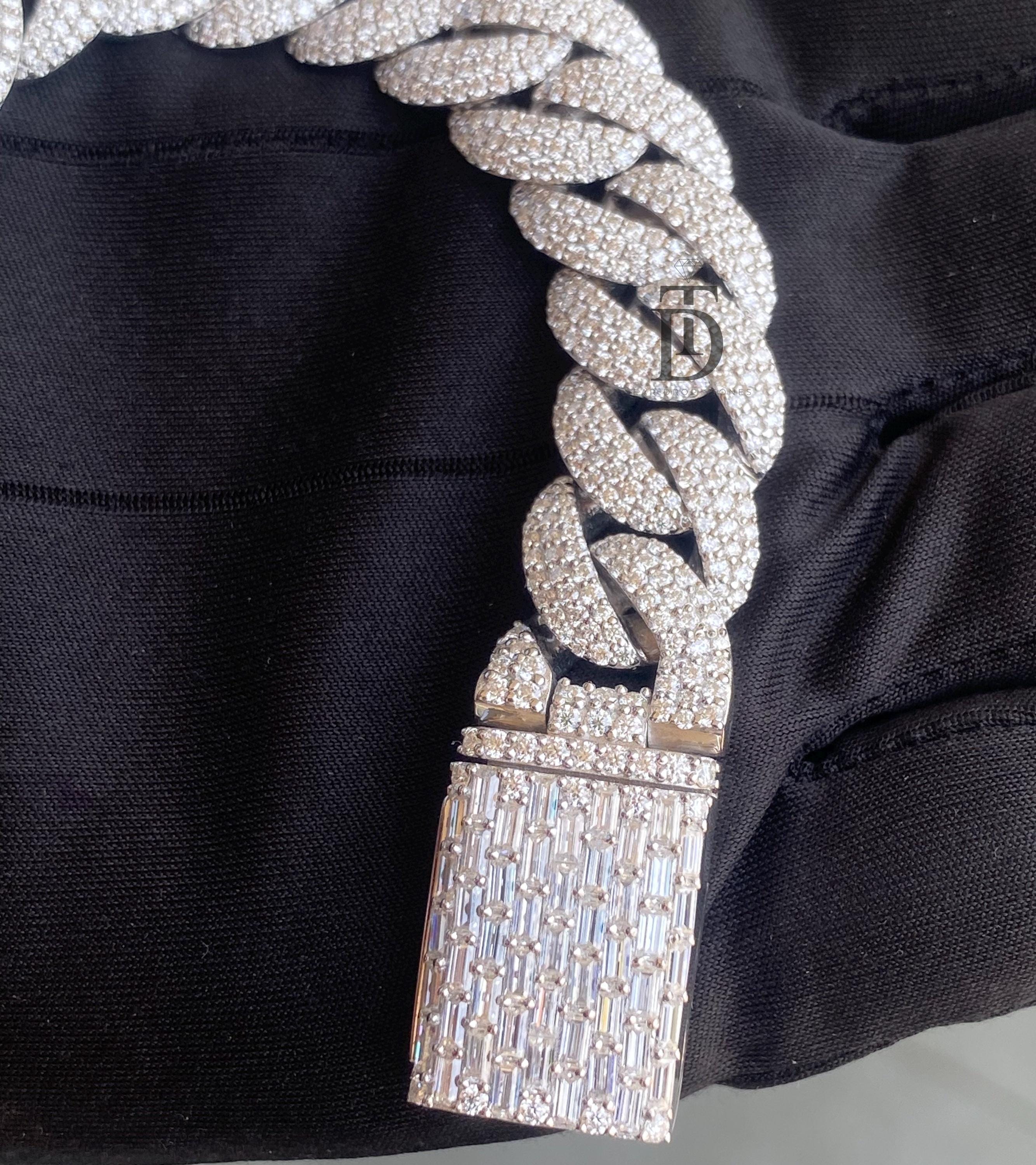 本物のVVS1モアッサナイト マイアミ キューバン リンクブレスレット