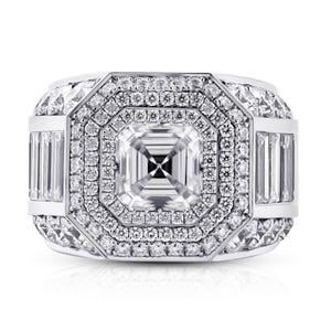 925 Sterling Silver Iced Out Moissanite Ring 2.50 Ct Asscher Cut Diamond Ring Rapper Hip Hop Ring Diamond Studded Men&#39;s Ring Iced Pinky Ring