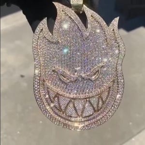 Custom Iced Out Spitfire Logo Pendant Iced Out Moissanite Pendant 925 Silver Men&#39;s Charm Pendant Hip Hop Pendant 3D Enamel Rapper Pendant