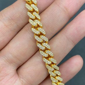 Bransoletka z ogniwami kubańskimi Iced Out Moissanite Miami 10 mm Pave Cuban Link Bransoletka z łańcuszkiem krawężnikowym ze srebra próby 925 Bransoletka z łańcuszkiem złotym Bransoletka hip-hopowa męska