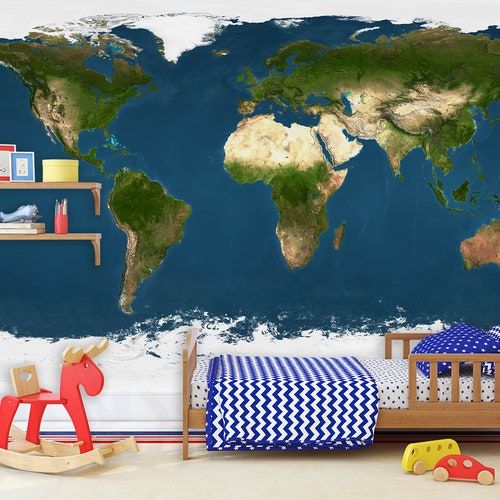 World Map store View Wall Mural Wallpaper
