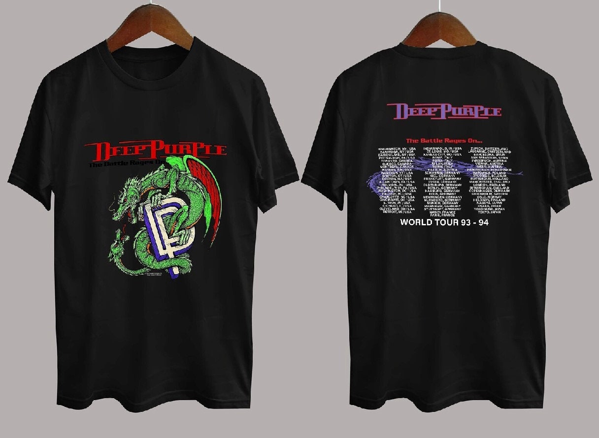 Discover Deep Purple World Tour 93 94 T-shirt, The Battle Rages On Depp Purple T-shirt