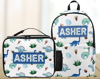 Personalized Dinosaur Backpack Set-Custom Kid's Lunchbox-Dinosaur School bag