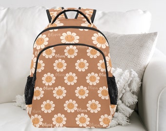 Personalised Flower Backpack-Kids Large Bag-Daycare Bag-Custom Kid's Backpack-Boho Flower Bag