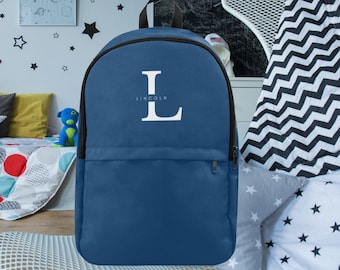 Personalised Monogram Backpack-Blue Kids School Backpack-  Custom Boys Daycare Bag