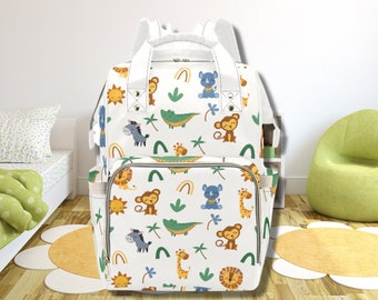 Jungle Print Diaper Bag-Custom Baby Backpack-Mommy Bag-Nappy Backpack