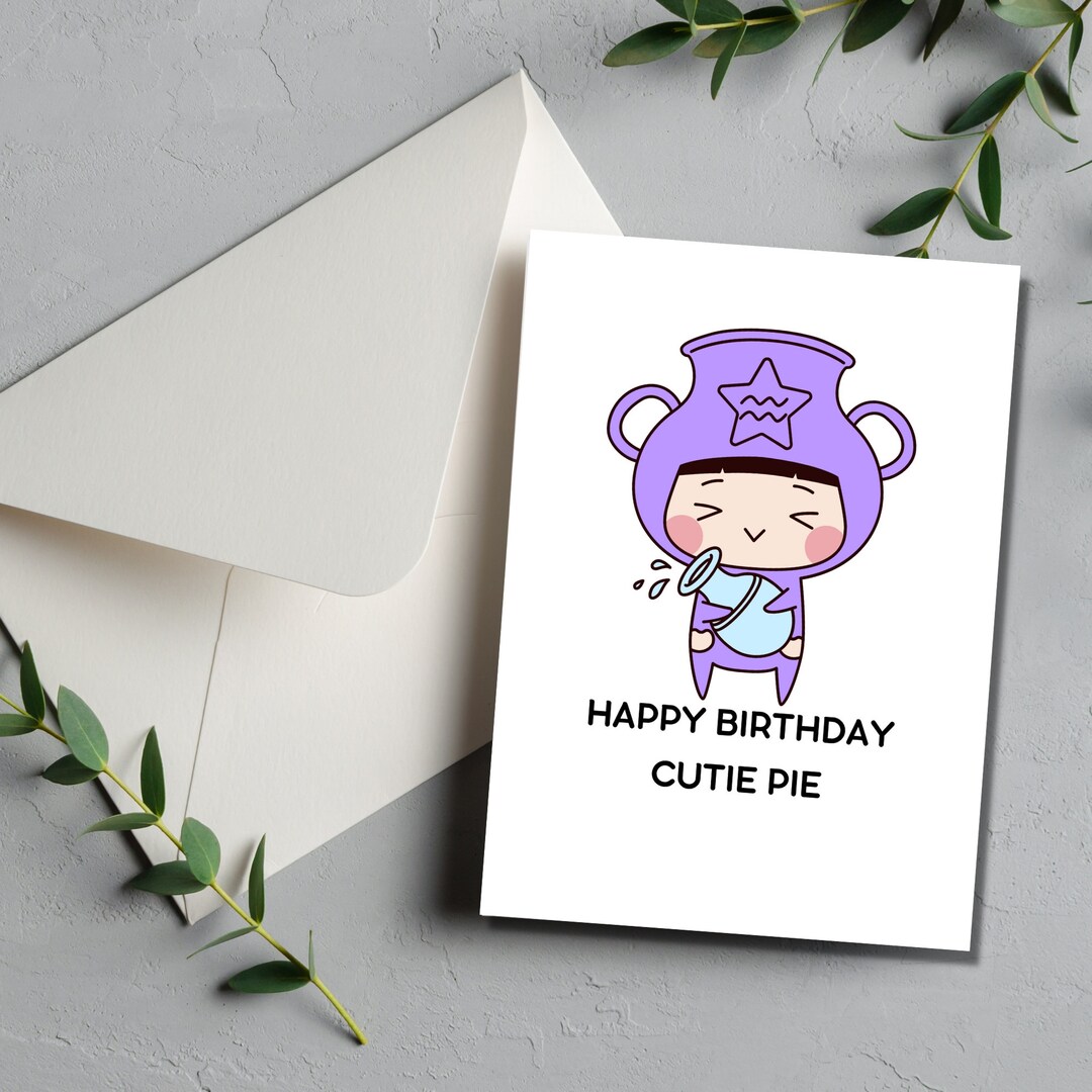 Aquarius Birthday Card Download-aquarius Star Sign-february Birthday