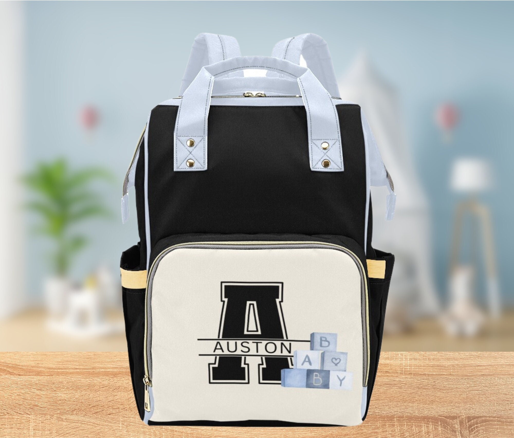 Personalised Monogram Diaper Bag custom Name Baby Bag blue Nappy Bag boy Baby Shower Gift Etsy UK