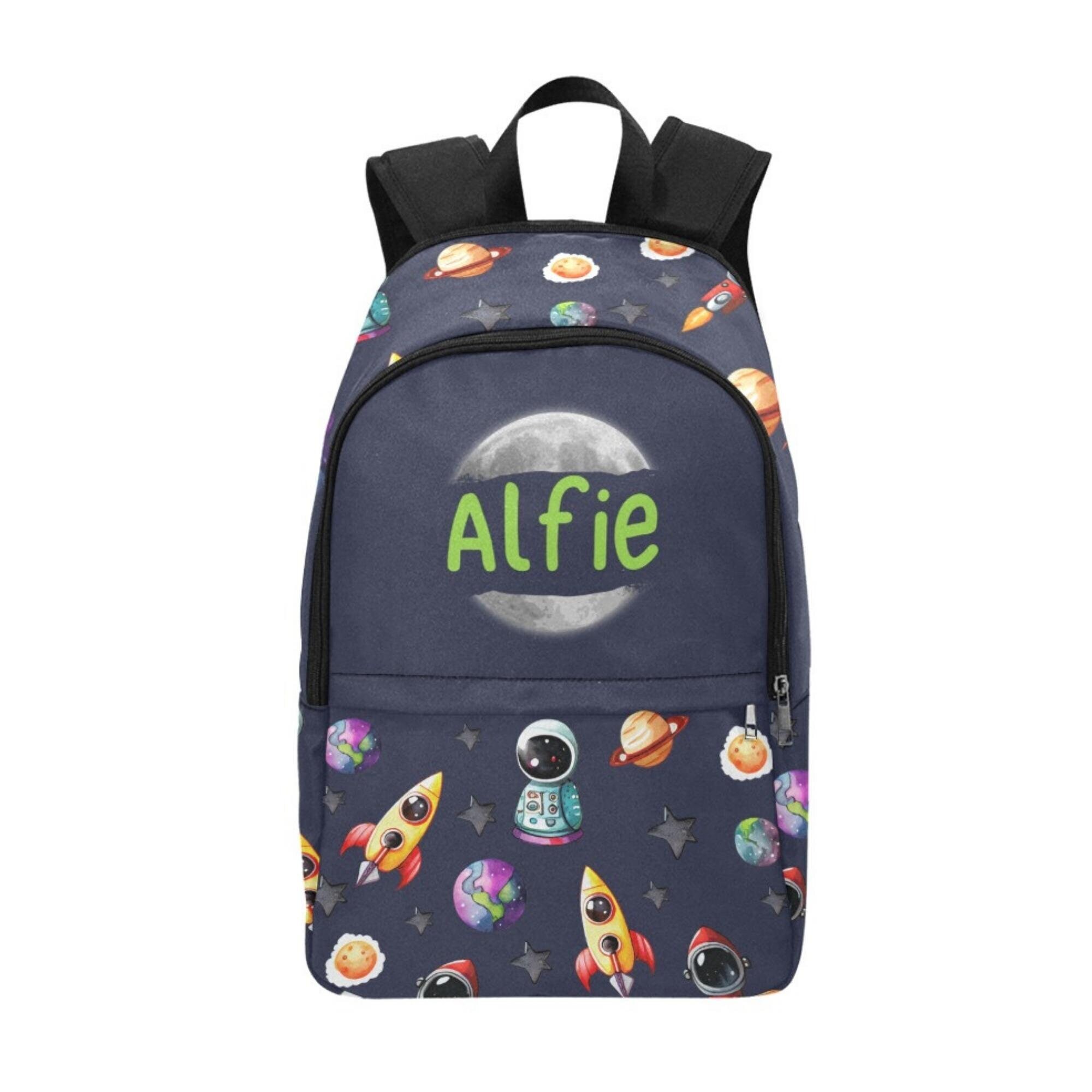 Mochila personalizada con nombre para niño, mochila personalizada con  nombre/texto, bolsa de guardería (lindo universo espacial planeta  aventura)