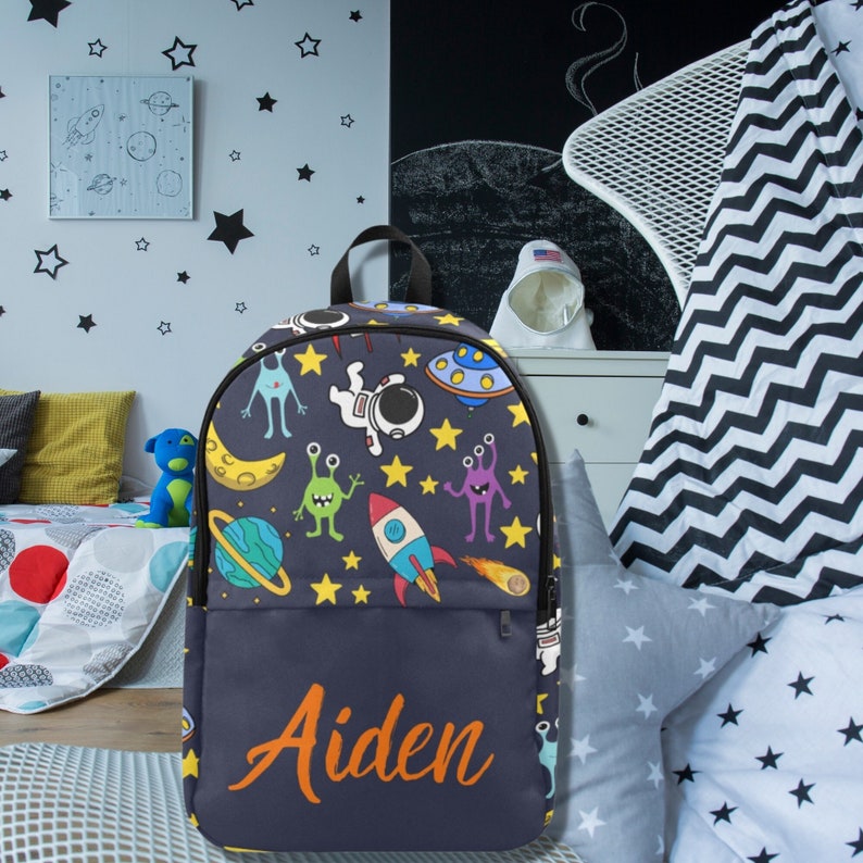 Children's Backpack Personalised-Space Theme Kids School Backpack Boys Preschool Bag-Overnight Backpack image 2