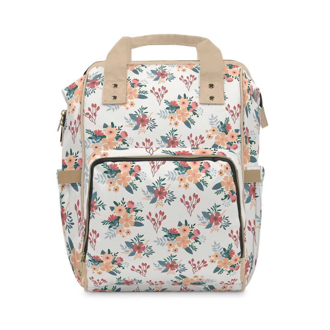 Floral Personalized Nappy Bagcustom Name Kids Backpackunisex Nappy