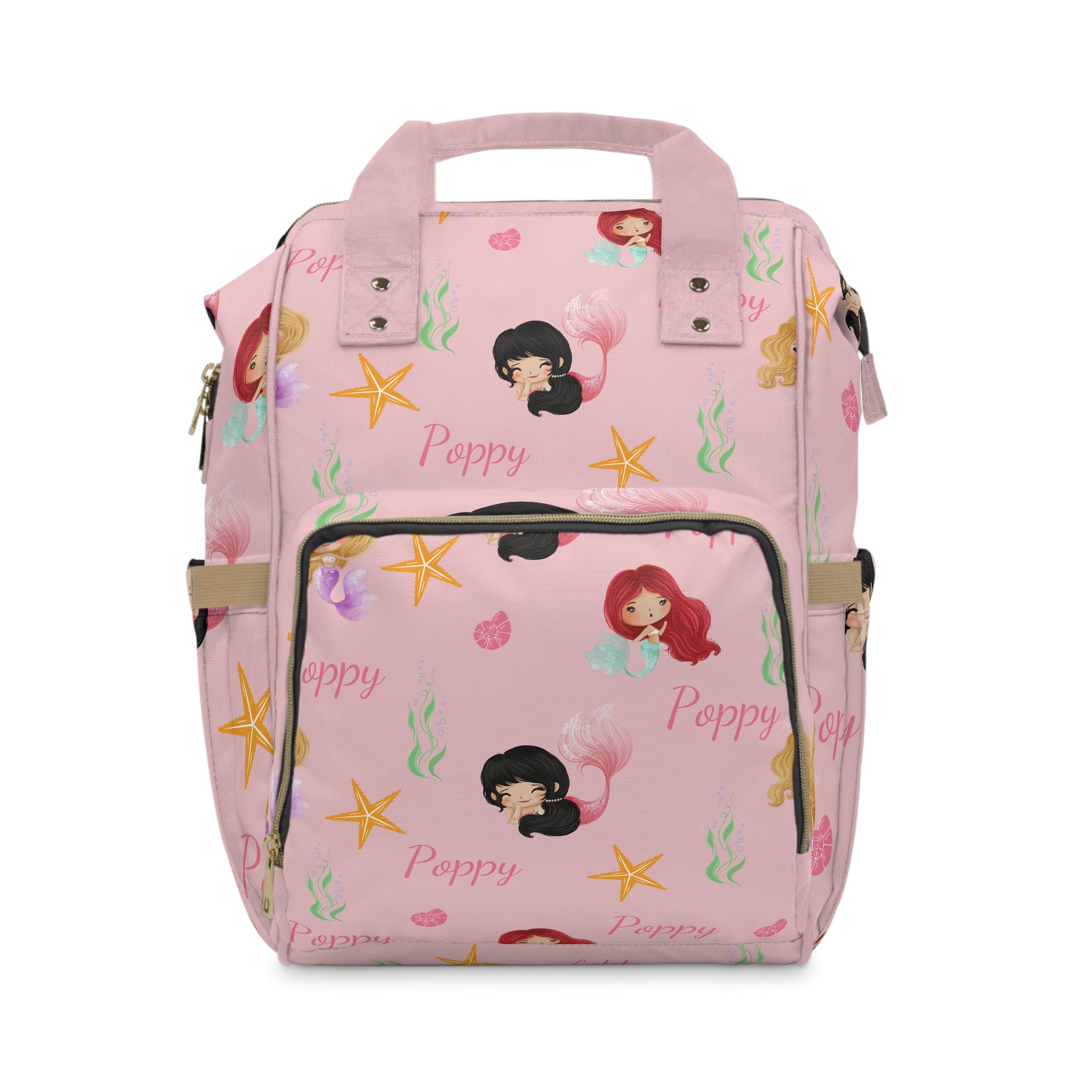 Personalised Mermaid Diaper Bag custom Name Kids Backpack under