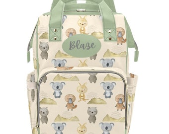 Personalised Diaper Bag-Custom Name Kids Backpack-Unisex Nappy Bag-Aussie Themed School Backpack