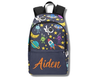 Children's Backpack Personalised-Space Theme Kids School Backpack-  Boys Preschool Bag-Overnight Backpack