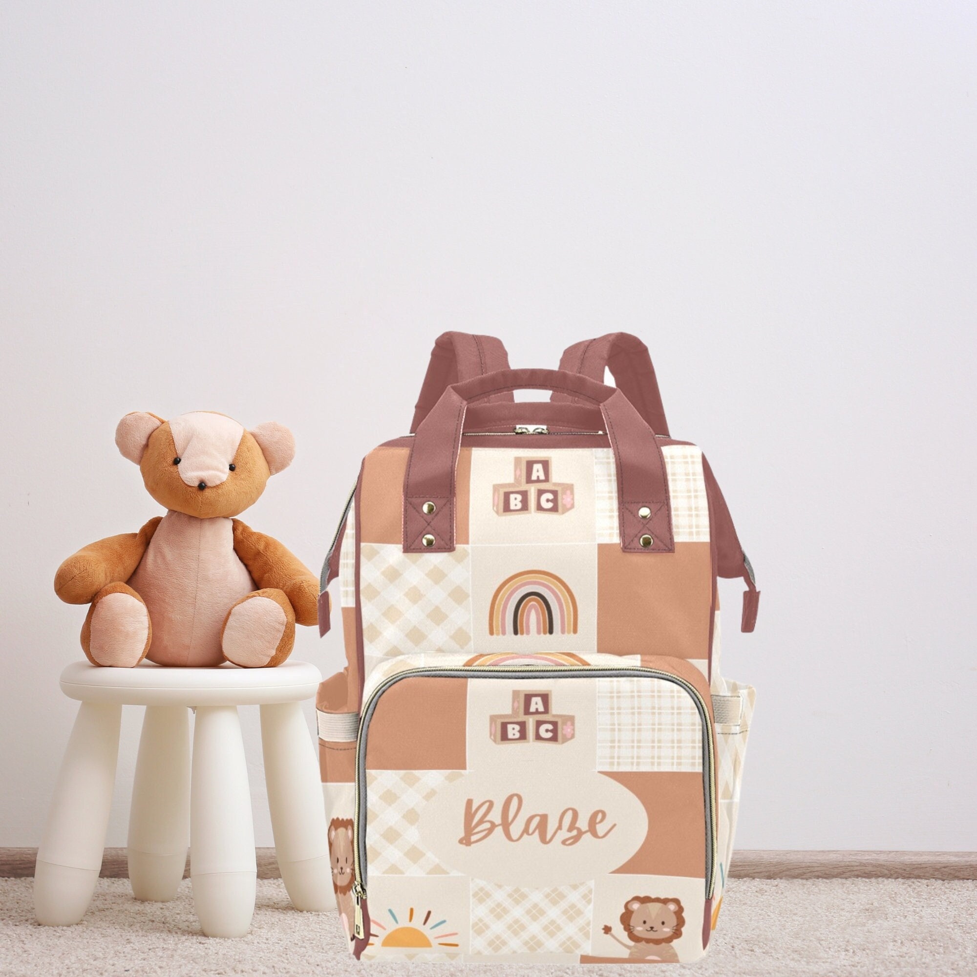  Hafmall Diaper Bag Backpack, Leather Baby Bag for Mom and Dad,  Mini Diaper Backpack with Changing Pad and Stroller Hooks, Stylish Mommy Bag  for Travel, Baby Registry Search, Brown : Baby