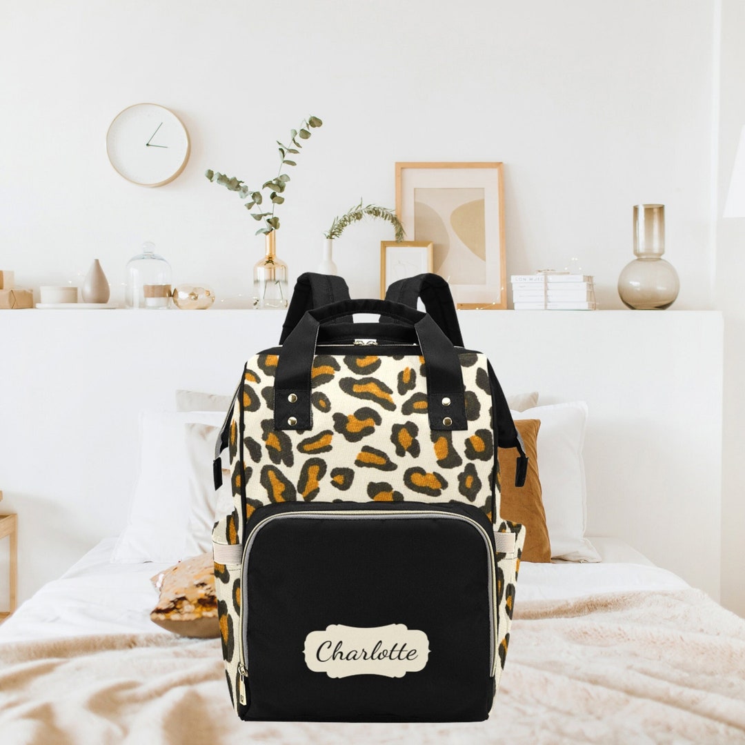Personalised Leopard Print Diaper Backpack for Babiescustom Name Kids Backpackunisex Nappy Bag