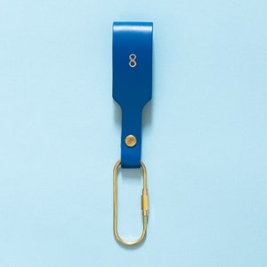 Personalized key ring in different colors made of leather with brass carabiner image 8