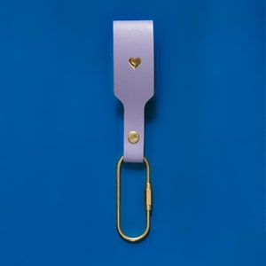 Personalized key ring in different colors made of leather with brass carabiner image 4