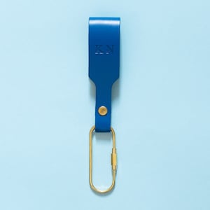 Personalized key ring in different colors made of leather with brass carabiner image 7