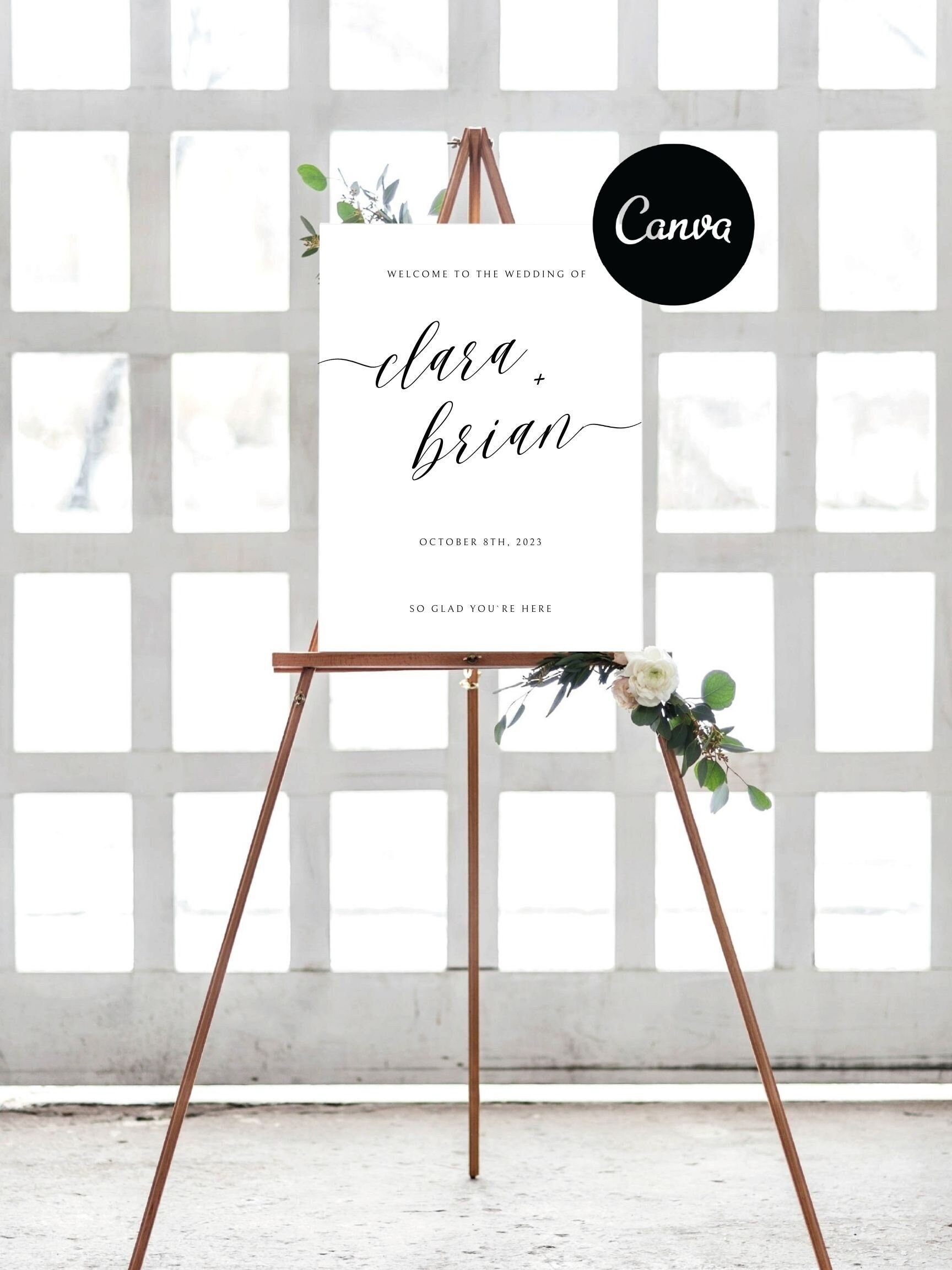 Bohemian Wedding Welcome Sign Template, Modern Wedding Sign, Minimalist ...