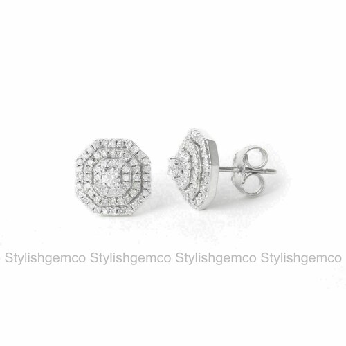 Stud Earrings, Halo Wedding Earrings, shops 2 Ct Round Cut Diamond Stud Earrings, 14K White Gold, Dainty Stud Earrings, Minimalist Stud Earrings