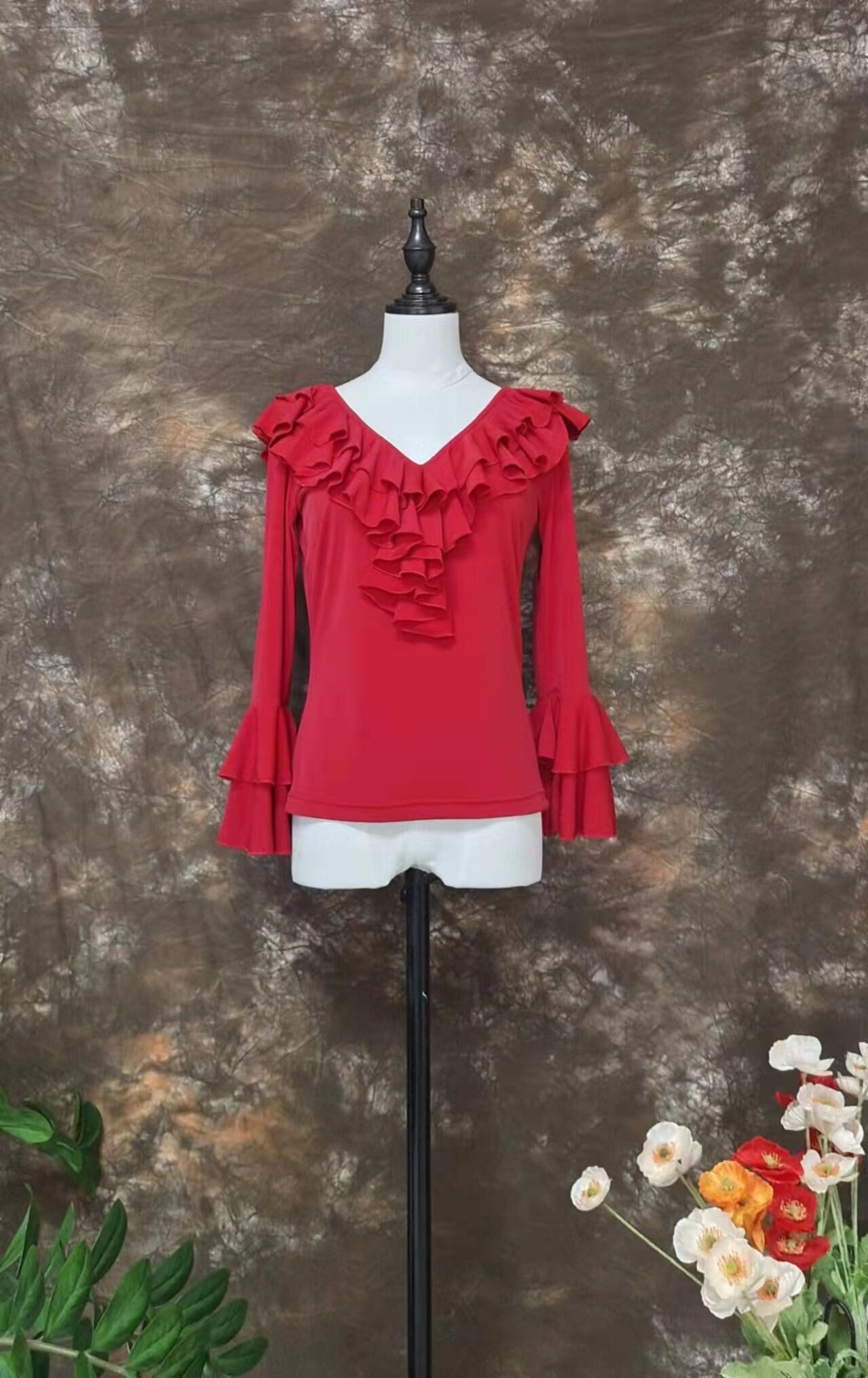 Flamencoブラウス赤 Red Flamenco Top - Etsy