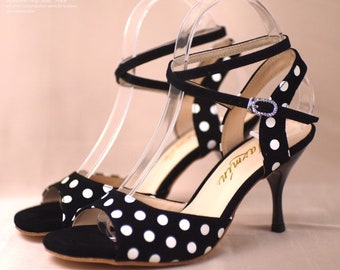 Tango shoes leather open back O05 polka dots