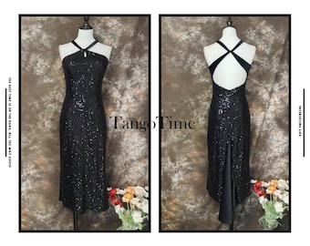 Tango dress with sequins, cross open back