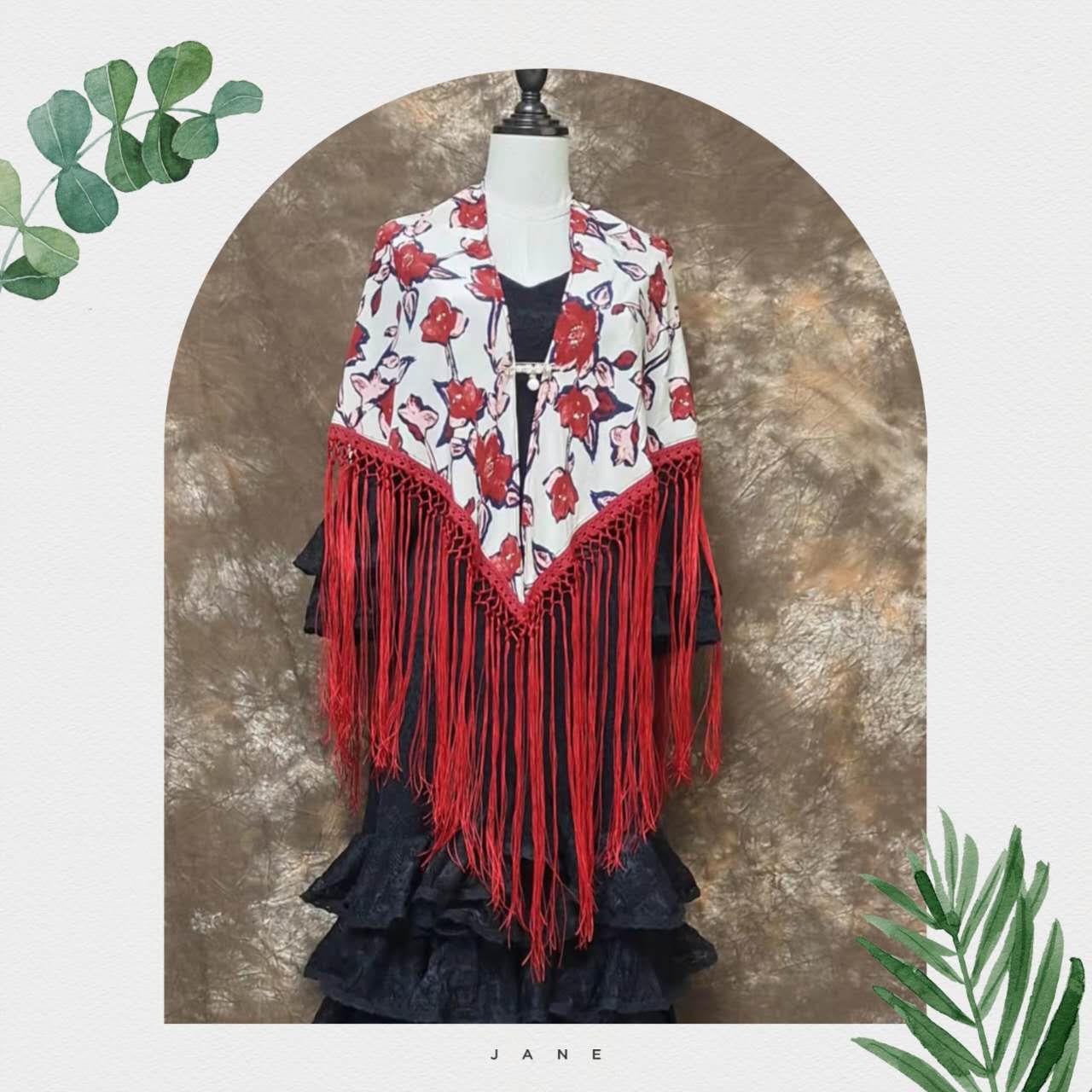 Flamenco shawl red - Etsy 日本