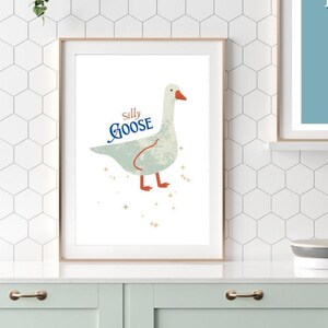 Silly Goose Kitchen Print, Trendy Wall Art, Typography Poster, Apartment Aesthetic, Printable Wall Art, Digital Prints, Cottage core art
