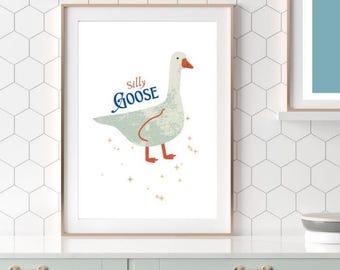 Silly Goose Kitchen Print, Trendy Wall Art, Typography Poster, Apartment Aesthetic, Printable Wall Art, Digital Prints, Cottage core art