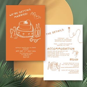 Hand Drawn Wedding Invitation Template Doodle Scribble Illustrations Handwritten Wedding Invitation RSVP Printable Unique Wedding Invites A5