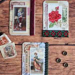Cartões de diário vintage feitos à mão