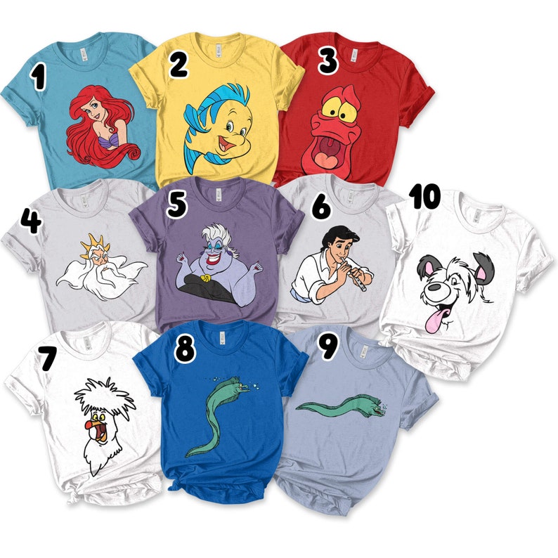 Little Mermaid Shirts Flounder Sebastian Max & Scuttle Etsy