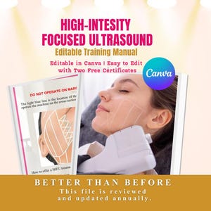 MANUAL DE FORMACIÓN DE BELLEZA HIFU (Archivo digital de Word) Plantilla de curso de belleza (Ebook editable de capacitación en belleza con ultrasonido focalizado de alta intensidad)