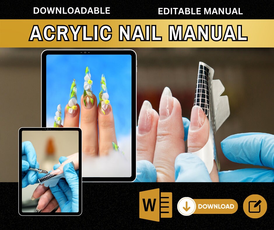ACRYLIC NAIL Training Manual Editable, Downloadable Only - Etsy
