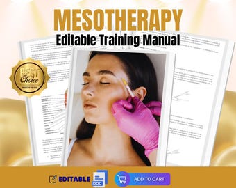 MESOTHERAPY Editable Beauty TRAINING MANUAL Word File Facial Treatment Template Beauty Course Ebook for Beauty Estheticians Academy