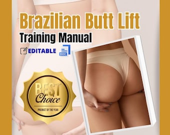 Manual de capacitación para el levantamiento de glúteos brasileño. Plantilla editable para un curso de belleza. Plan de estudios completo para Beauty Academy.
