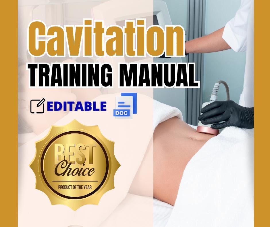 CAVITATION Editable Beauty TRAINING MANUAL  Word File Template Esthetician Beauty Course Ebook for Beauty Therapist Academy and Medical Spas