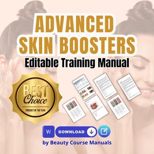 AVANCERADE SKINBOOSTERS Redigerbar manual för skönhetsutbildning E-bokmall för skönhetskurs Word-fil för skönhetsterapeuter och medicinska spa