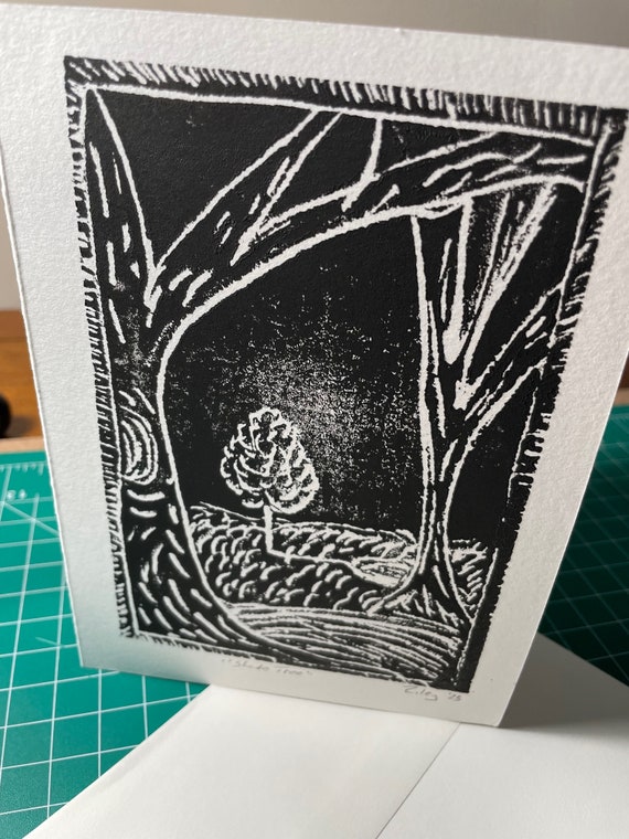 Linocut block Print Shade Tree