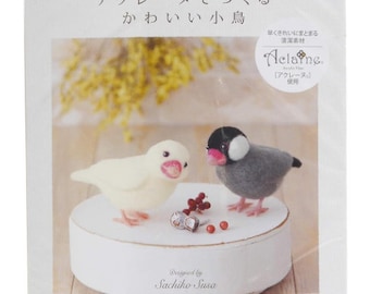 Wollfilzset kleine Vögel Kirschblütenspatz und weißer Spatz + Kostenloser Versand aus Japan!