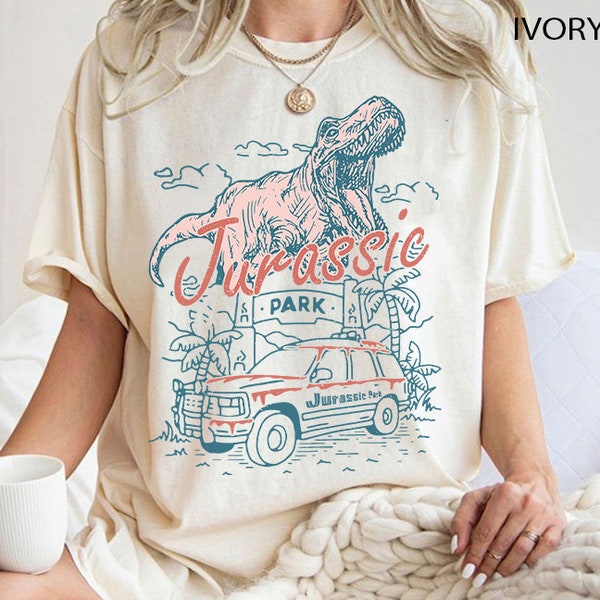 Vintage Jurassic Park Shirt, Jurassic Park Entrance with Tour Jeep, Dinosaur T-Rex Shirt, Jurassic World Shirt, Comfort Colors Shirt