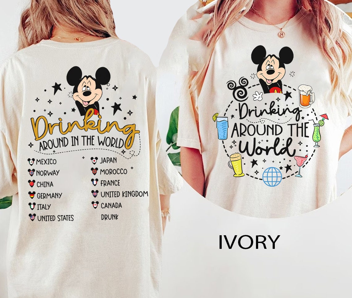Discover ミッキーと友たち Vintage Disney Epcot メンズ レディース 両面Tシャツ おしゃれディズニー ホリデーギフト Mickey And Friends
