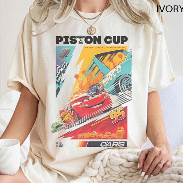 Chemise rétro Lightning McQueen, chemise Piston Cup, chemise Radiator Springs, chemise anniversaire voitures Disney, chemise Disneyland, chemise couleurs confort