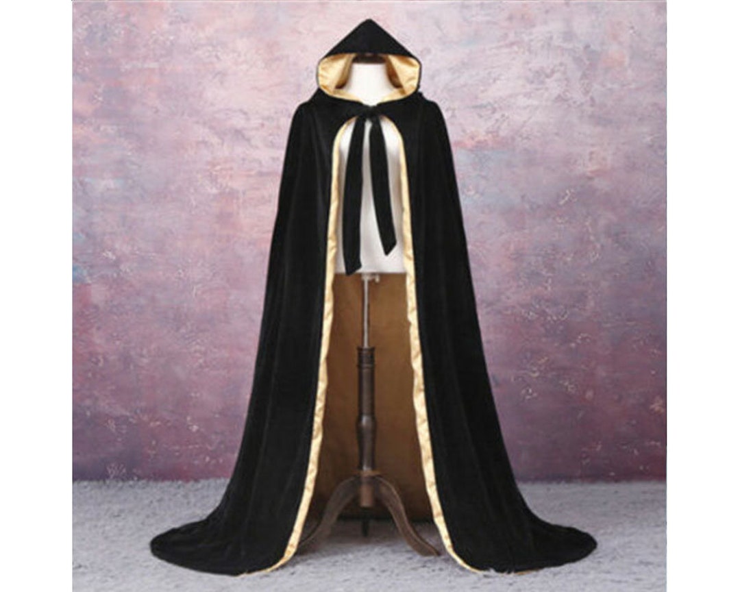 Medieval Men's Black Hooded Cloak Renaissance Gothic Etsy