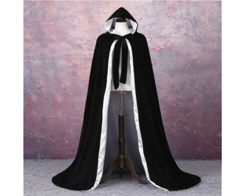 Medieval Men's Black Hooded Cloak Renaissance Gothic Etsy