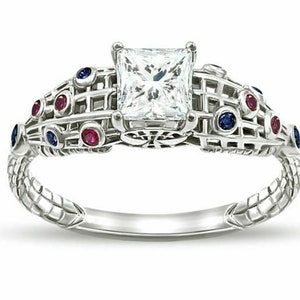 Spider Man Inspired Ring, Multi Color Stone Ring, Princess With Round Cut CZ Stone Wedding Ring, 925 Silver Unique Ring, Birthday Gift Ring