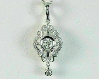 Bezel Set Art Deco Pendant, Round Cut Moissanite Diamond Pendant, Women&#39;s Edwardian Pendant, Wedding Anniversary Gift Pendant, Birthday Gift